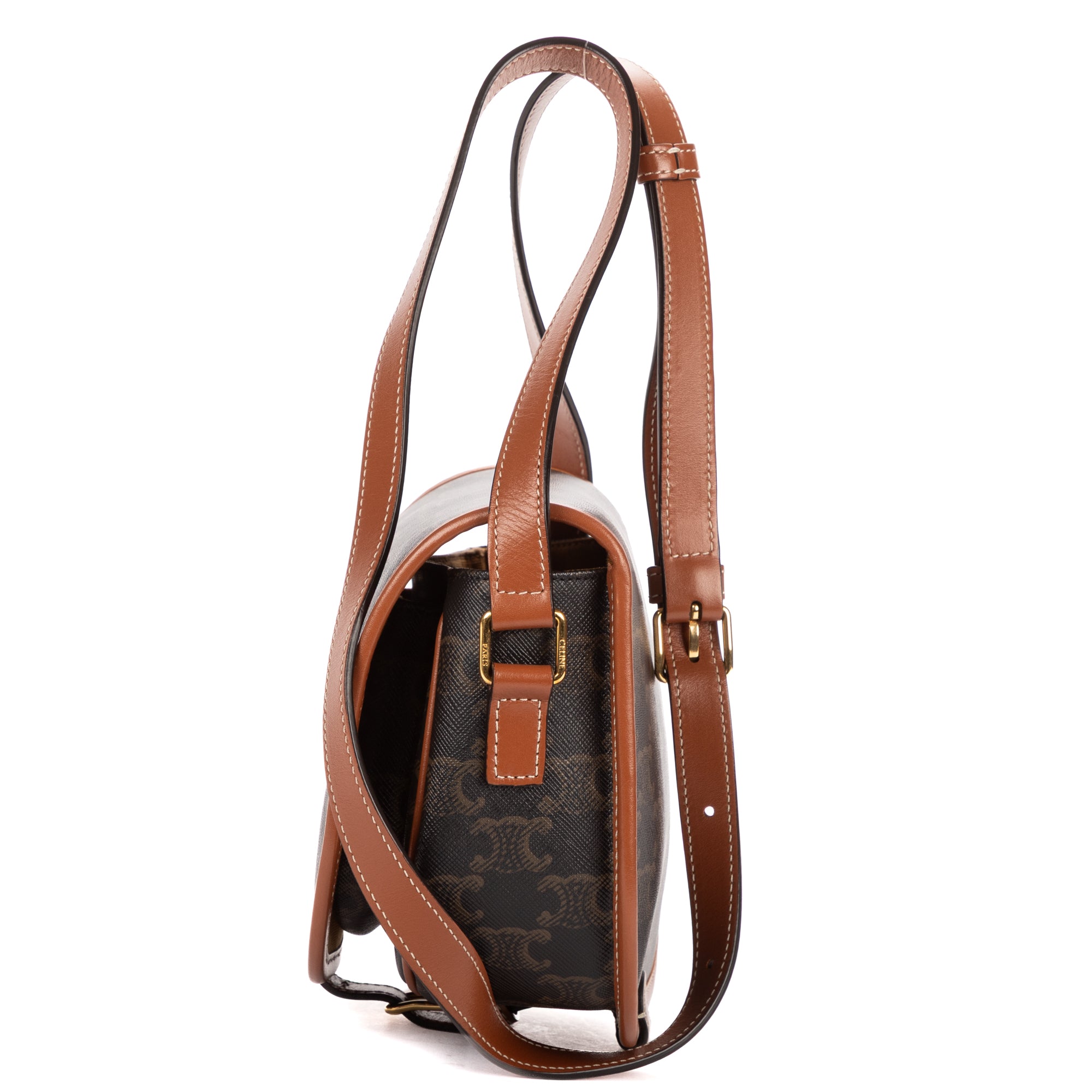 Shoulder Bag Medium Folco Black Triomphe Coated Canvas