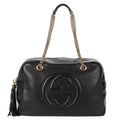 Shoulder Bag Soho Shopping Tote Black Grained Calfskin Leather