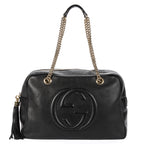 Shoulder Bag Soho Shopping Tote Black Grained Calfskin Leather