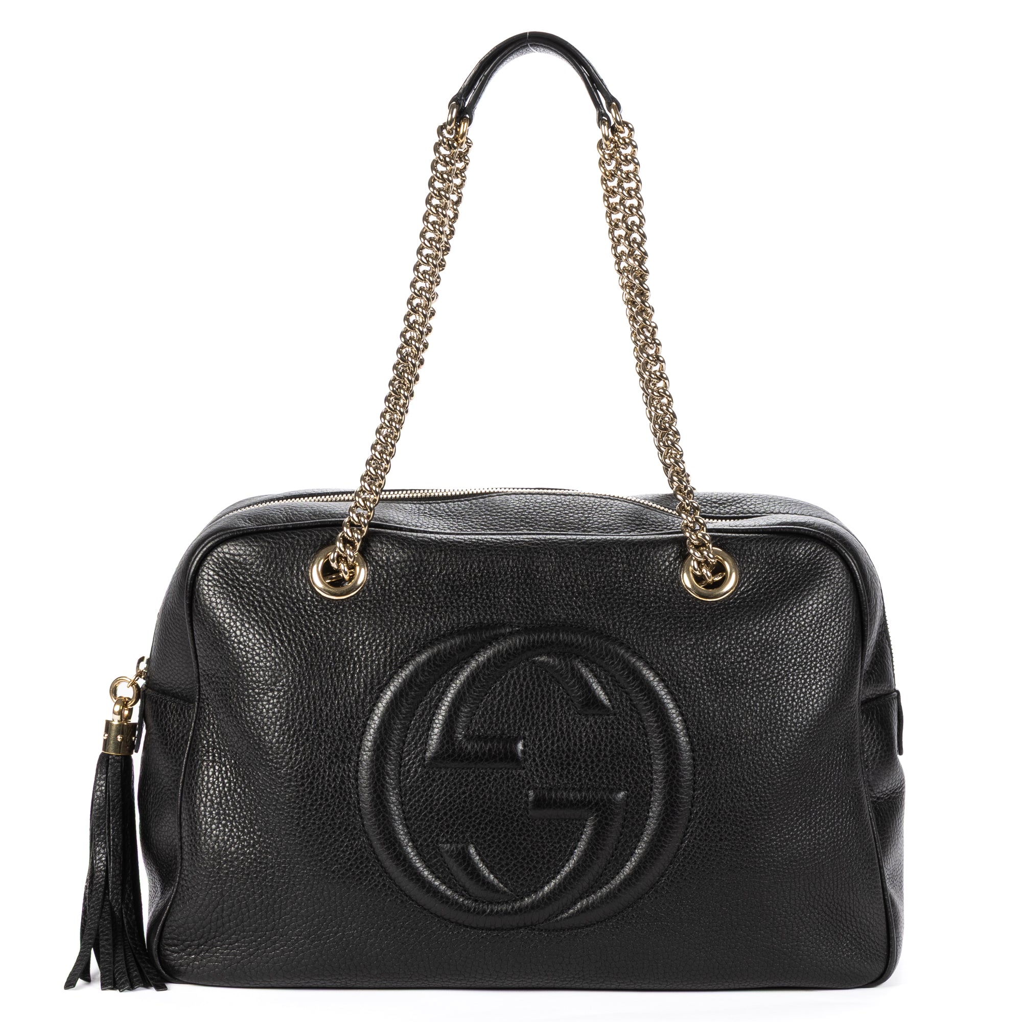 Shoulder Bag Soho Shopping Tote Black Grained Calfskin Leather
