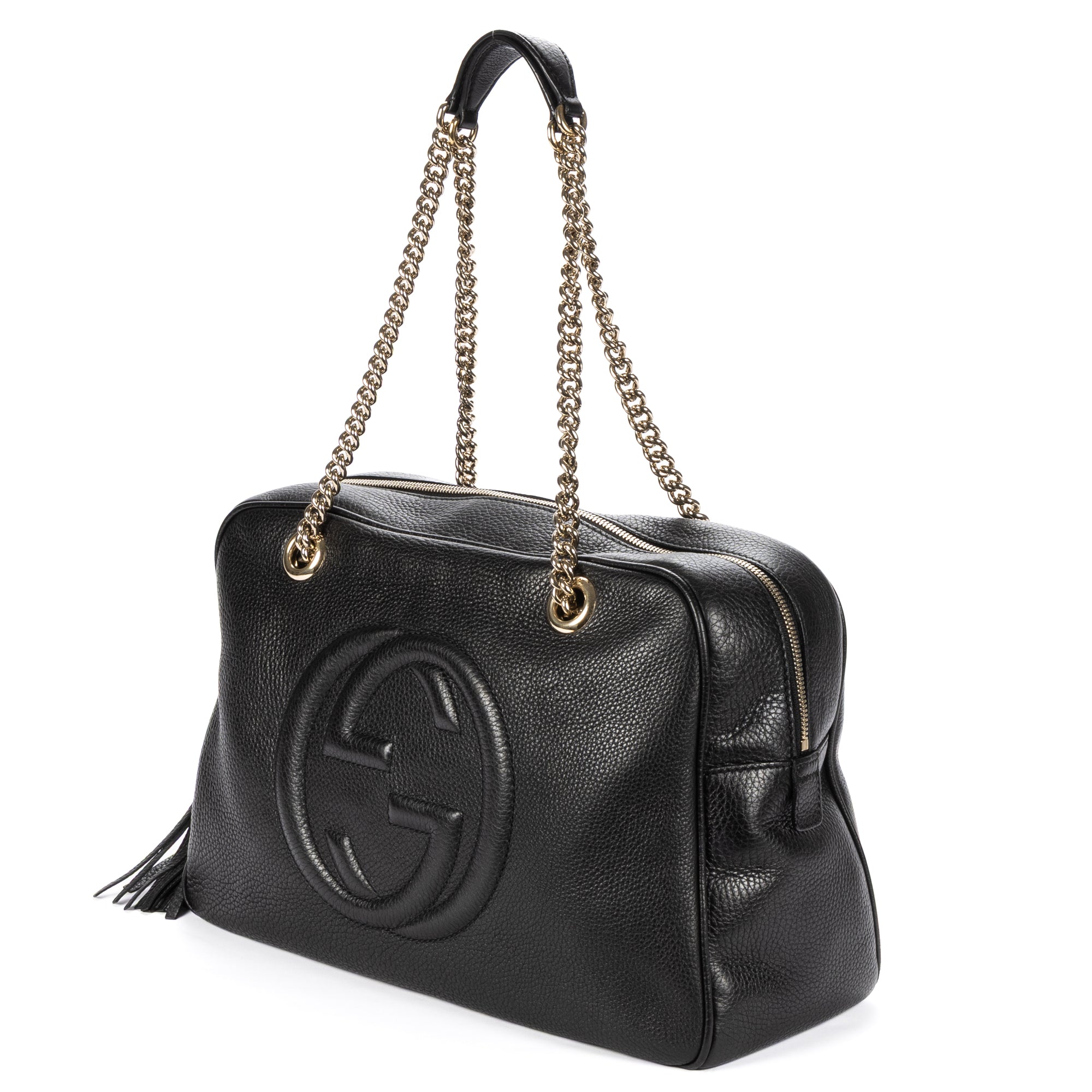 Shoulder Bag Soho Shopping Tote Black Grained Calfskin Leather