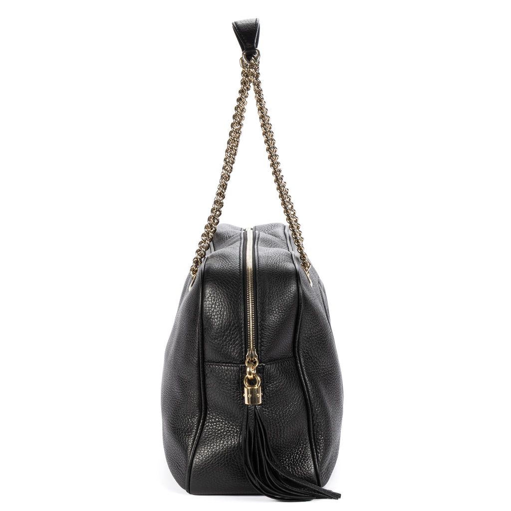 Shoulder Bag Soho Shopping Tote Black Grained Calfskin Leather