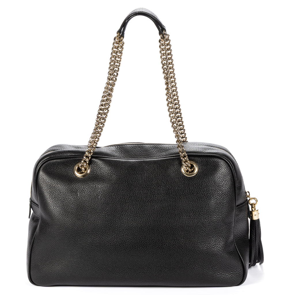 Shoulder Bag Soho Shopping Tote Black Grained Calfskin Leather