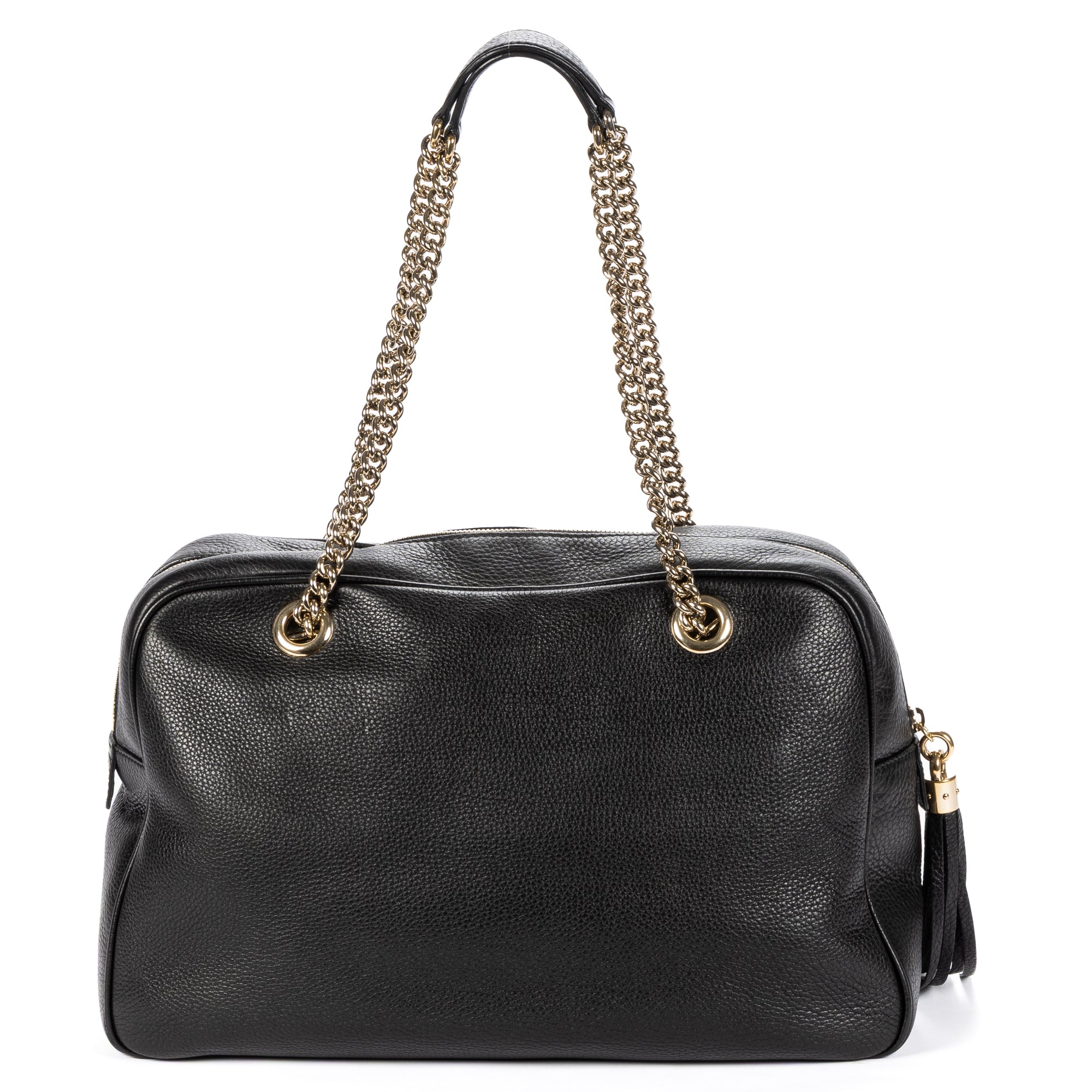 Shoulder Bag Soho Shopping Tote Black Grained Calfskin Leather