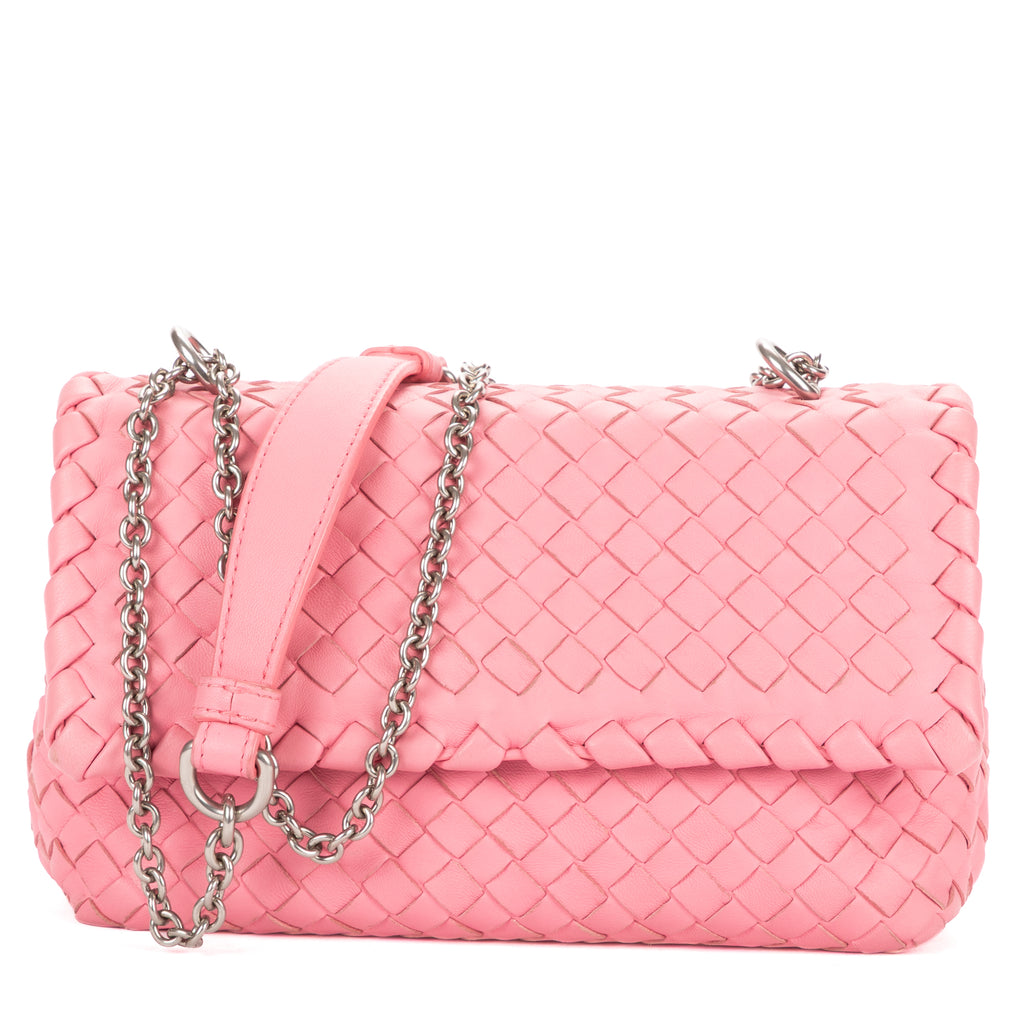 Shoulder Bag Baby Olimpia Pink Intrecciato Leather