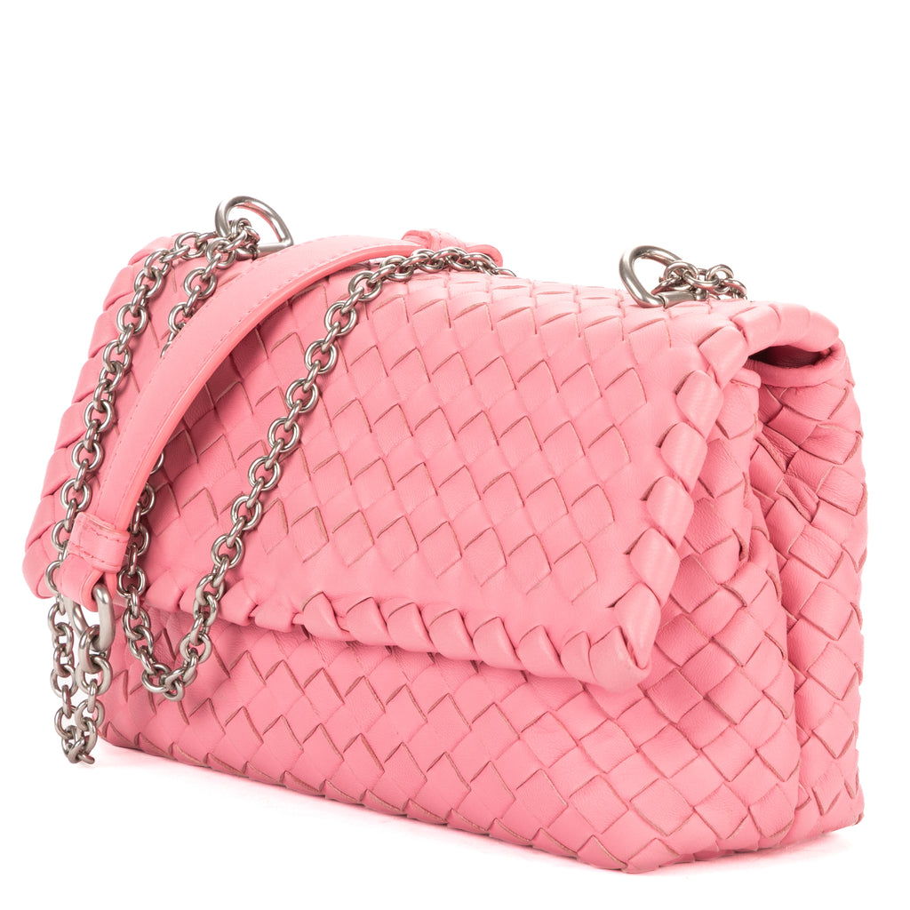 Shoulder Bag Baby Olimpia Pink Intrecciato Leather