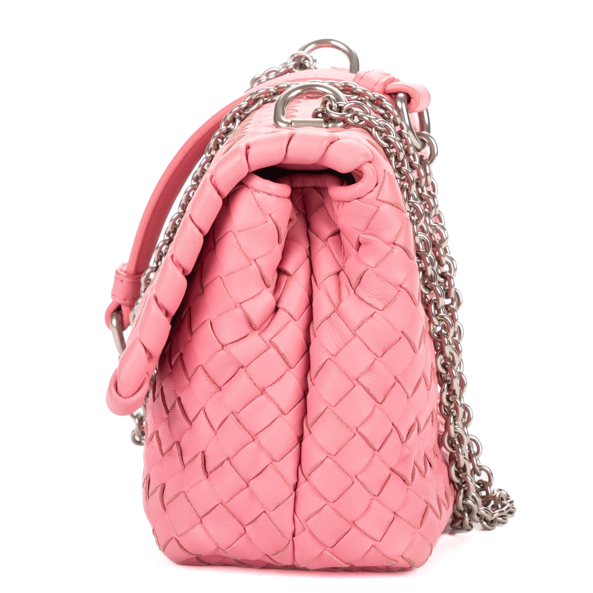 Shoulder Bag Baby Olimpia Pink Intrecciato Leather