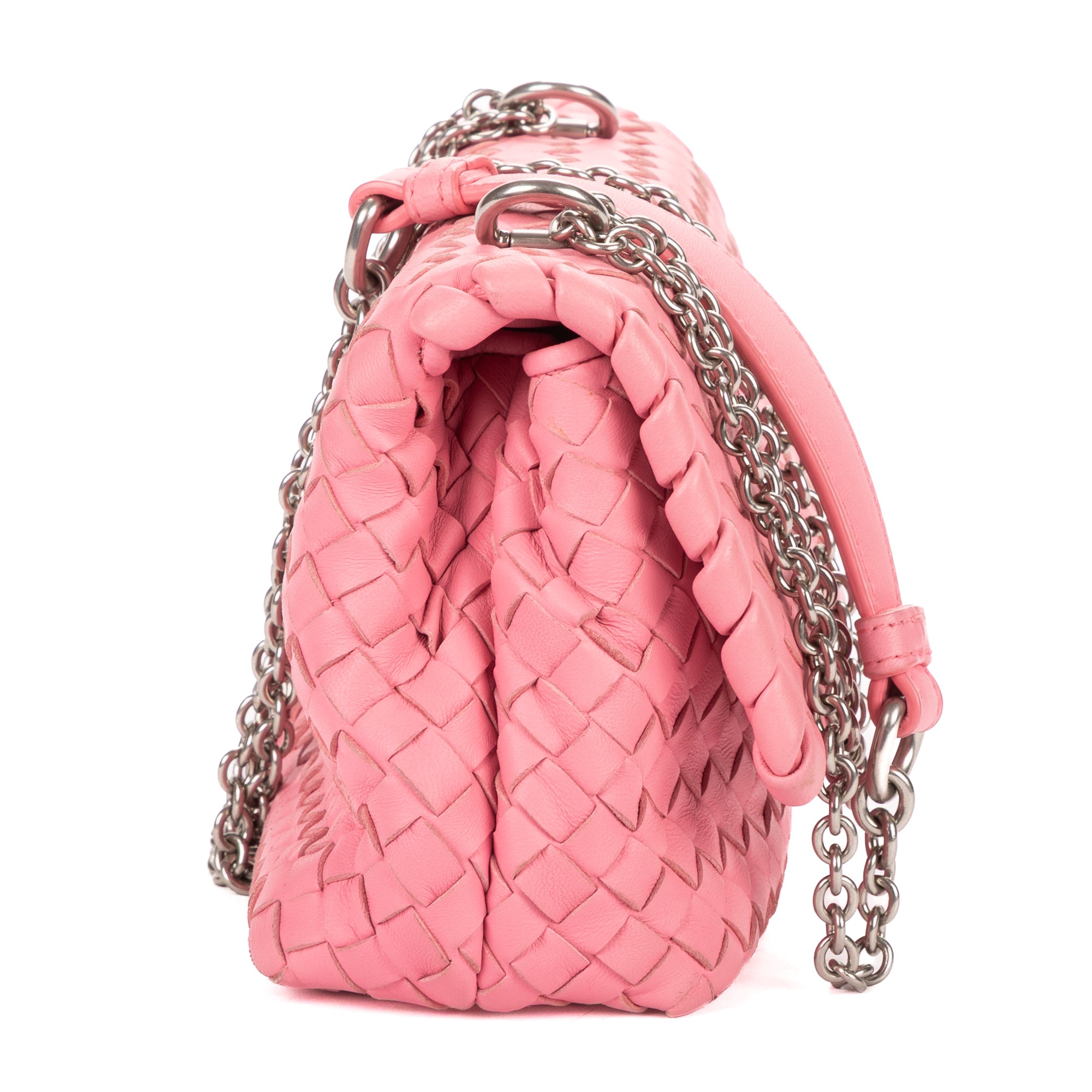 Shoulder Bag Baby Olimpia Pink Intrecciato Leather