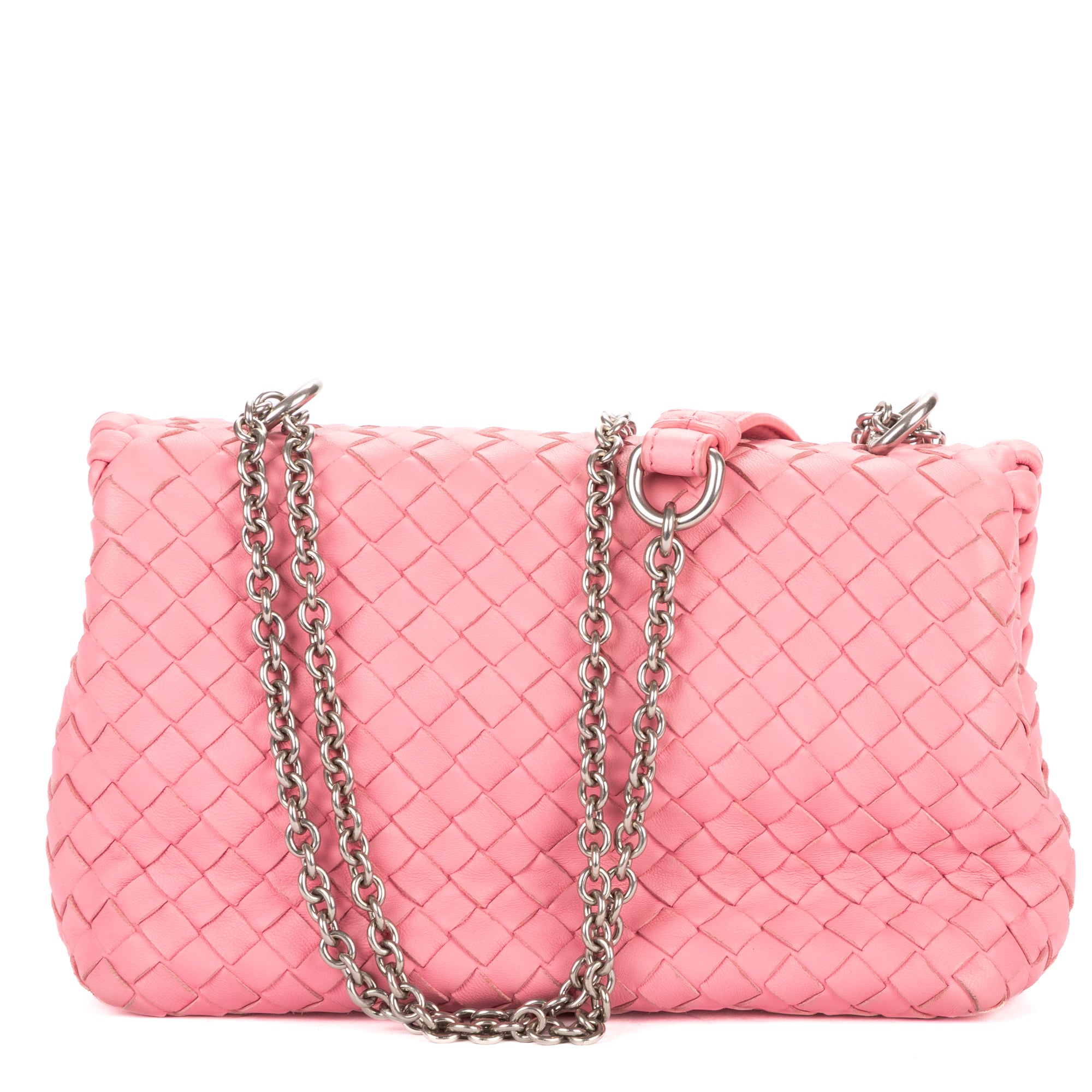Shoulder Bag Baby Olimpia Pink Intrecciato Leather
