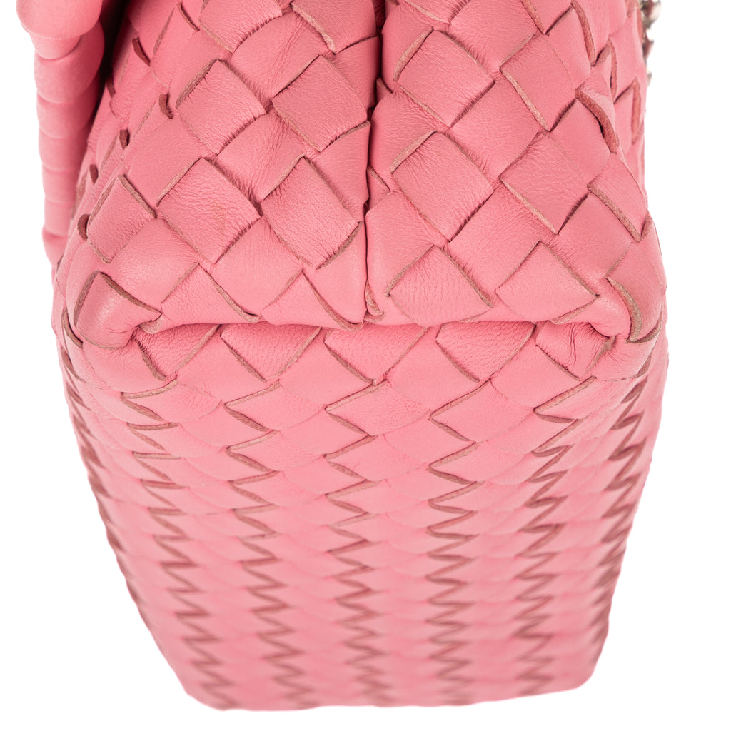 Shoulder Bag Baby Olimpia Pink Intrecciato Leather