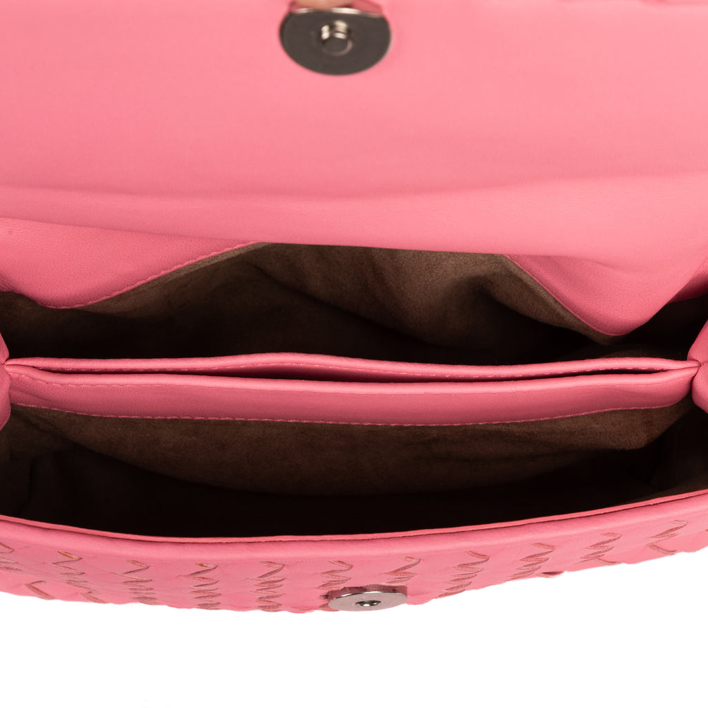 Shoulder Bag Baby Olimpia Pink Intrecciato Leather