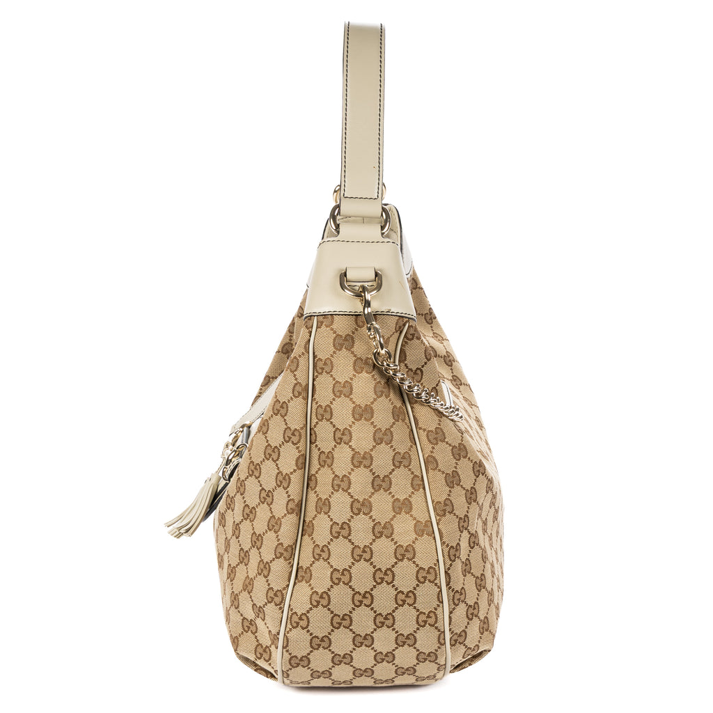 Shoulder Bag Large Emily Chain Large Beige Monogrammed Canvas