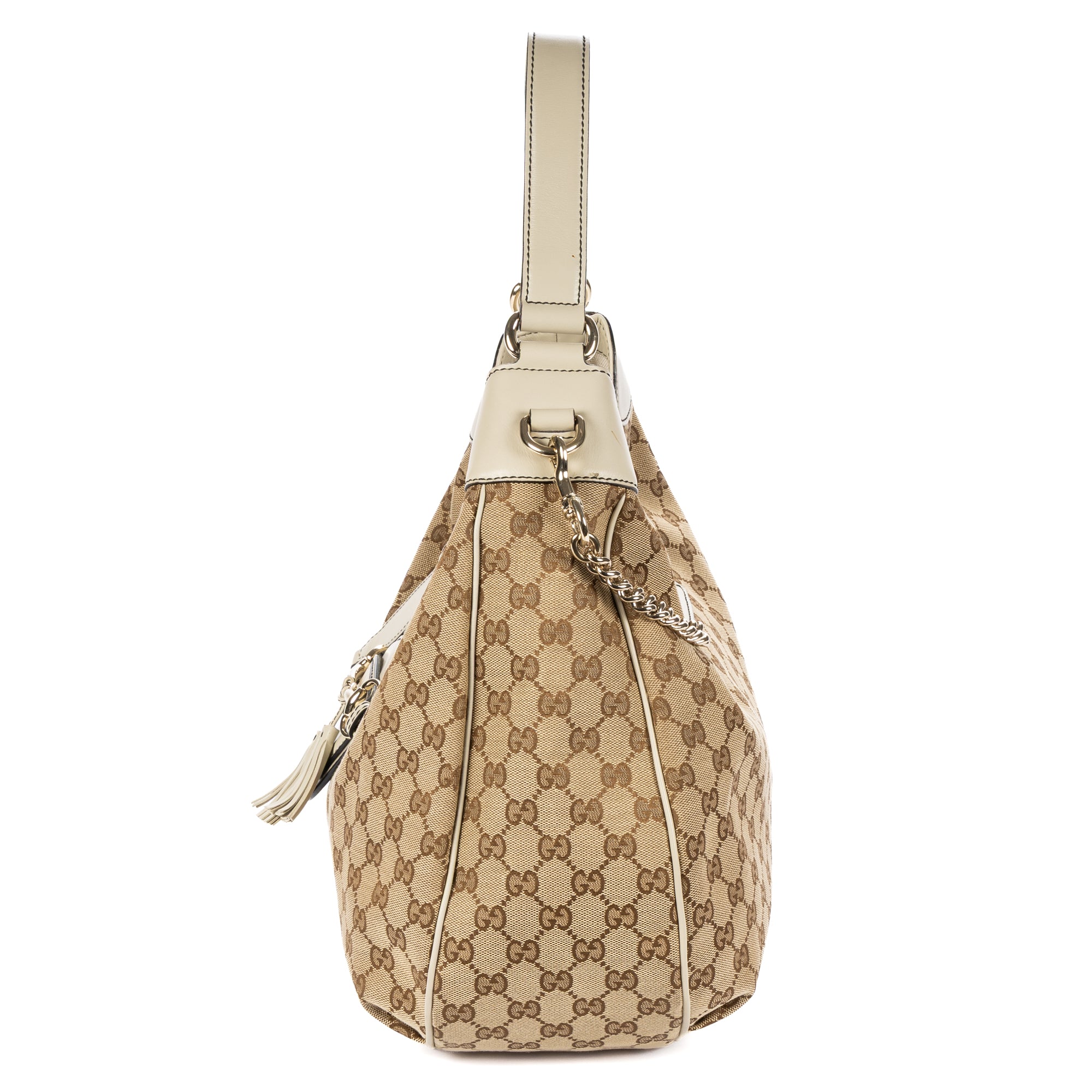 Shoulder Bag Large Emily Chain Large Beige Monogrammed Canvas