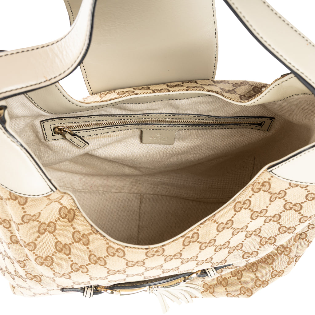 Shoulder Bag Large Emily Chain Large Beige Monogrammed Canvas
