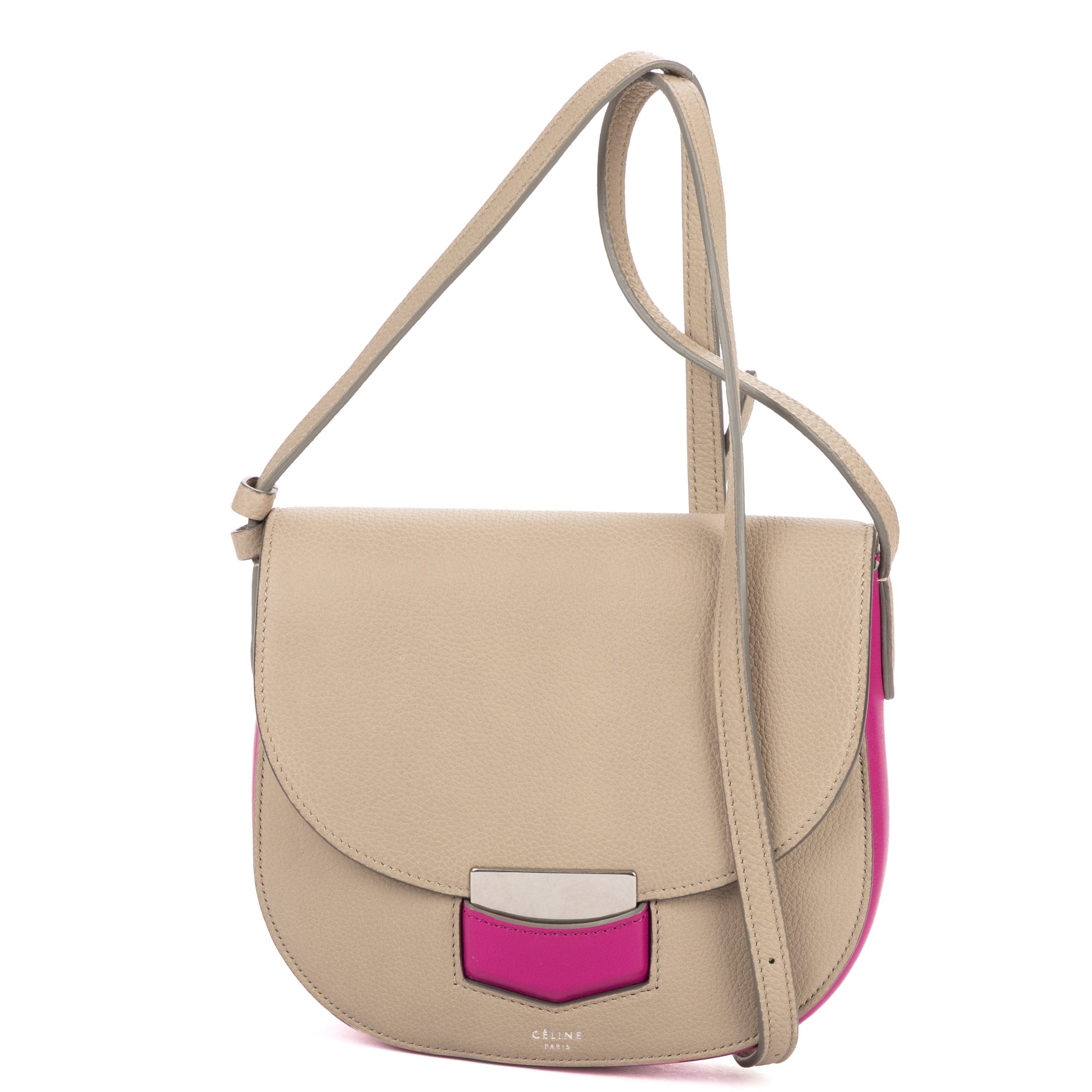 Shoulder Bag Small Bicolor Trotteur Crossbody Grey Grained Calfskin Leather