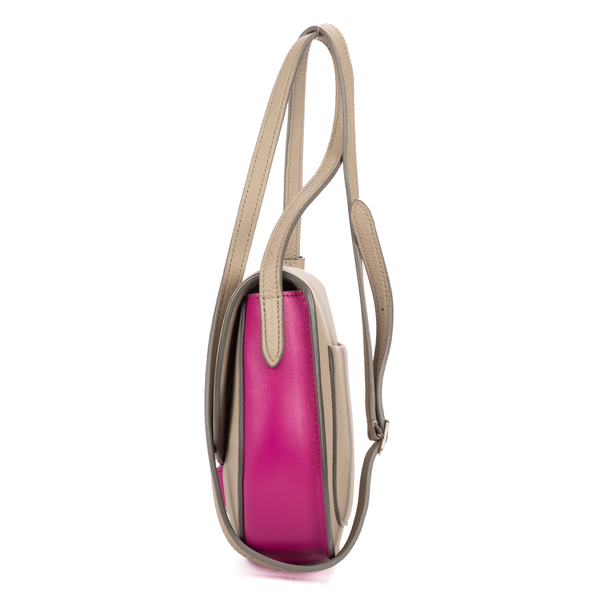 Shoulder Bag Small Bicolor Trotteur Crossbody Grey Grained Calfskin Leather
