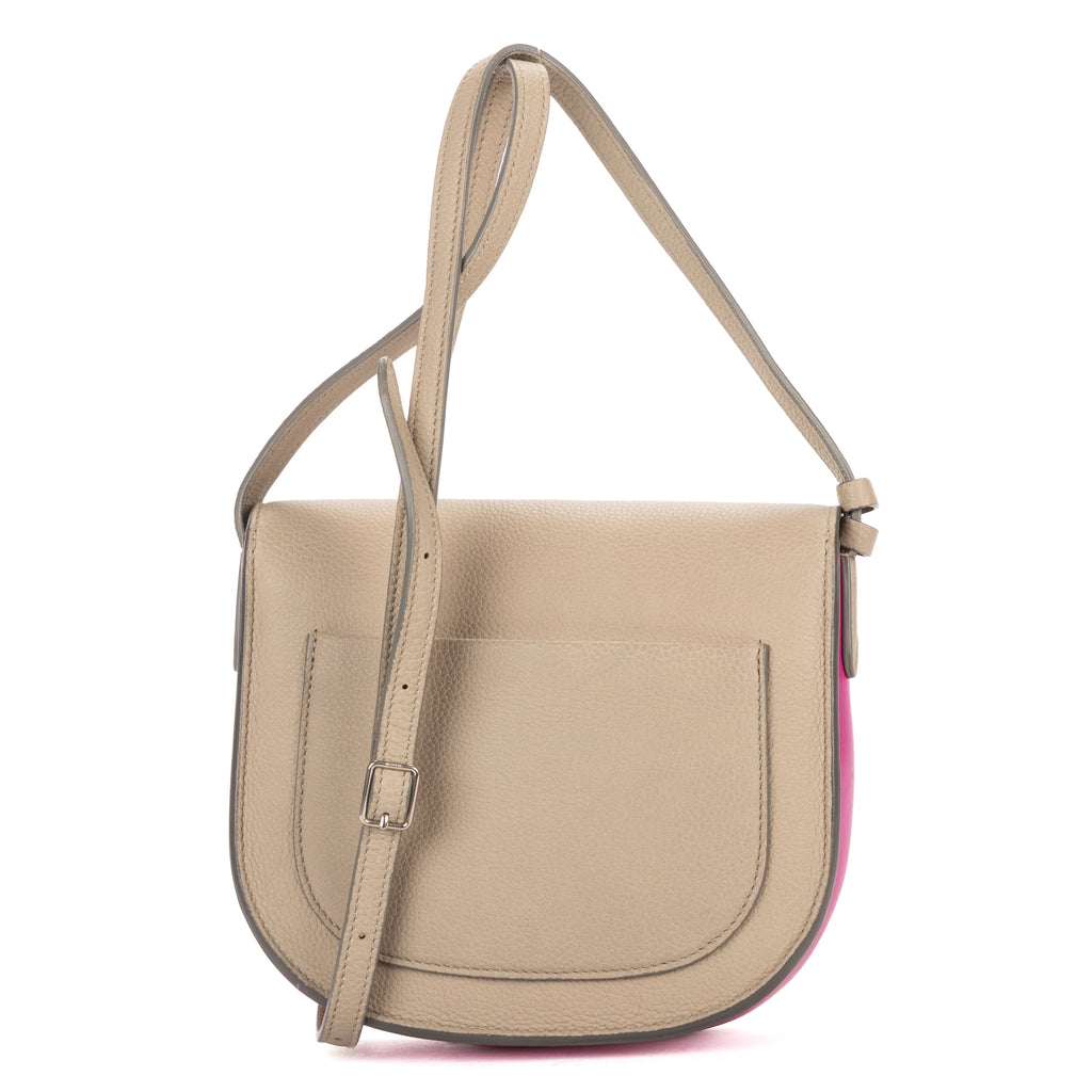 Shoulder Bag Small Bicolor Trotteur Crossbody Grey Grained Calfskin Leather