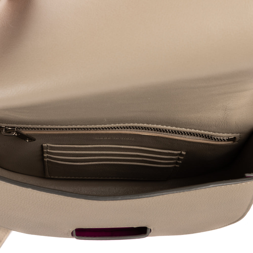 Shoulder Bag Small Bicolor Trotteur Crossbody Grey Grained Calfskin Leather