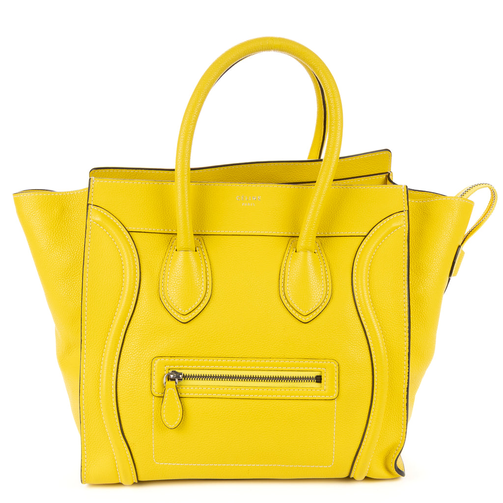 Shoulder Bag Mini Lugagge Bag Yellow Grained Calfskin Leather