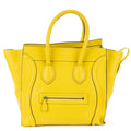 Shoulder Bag Mini Lugagge Bag Yellow Grained Calfskin Leather