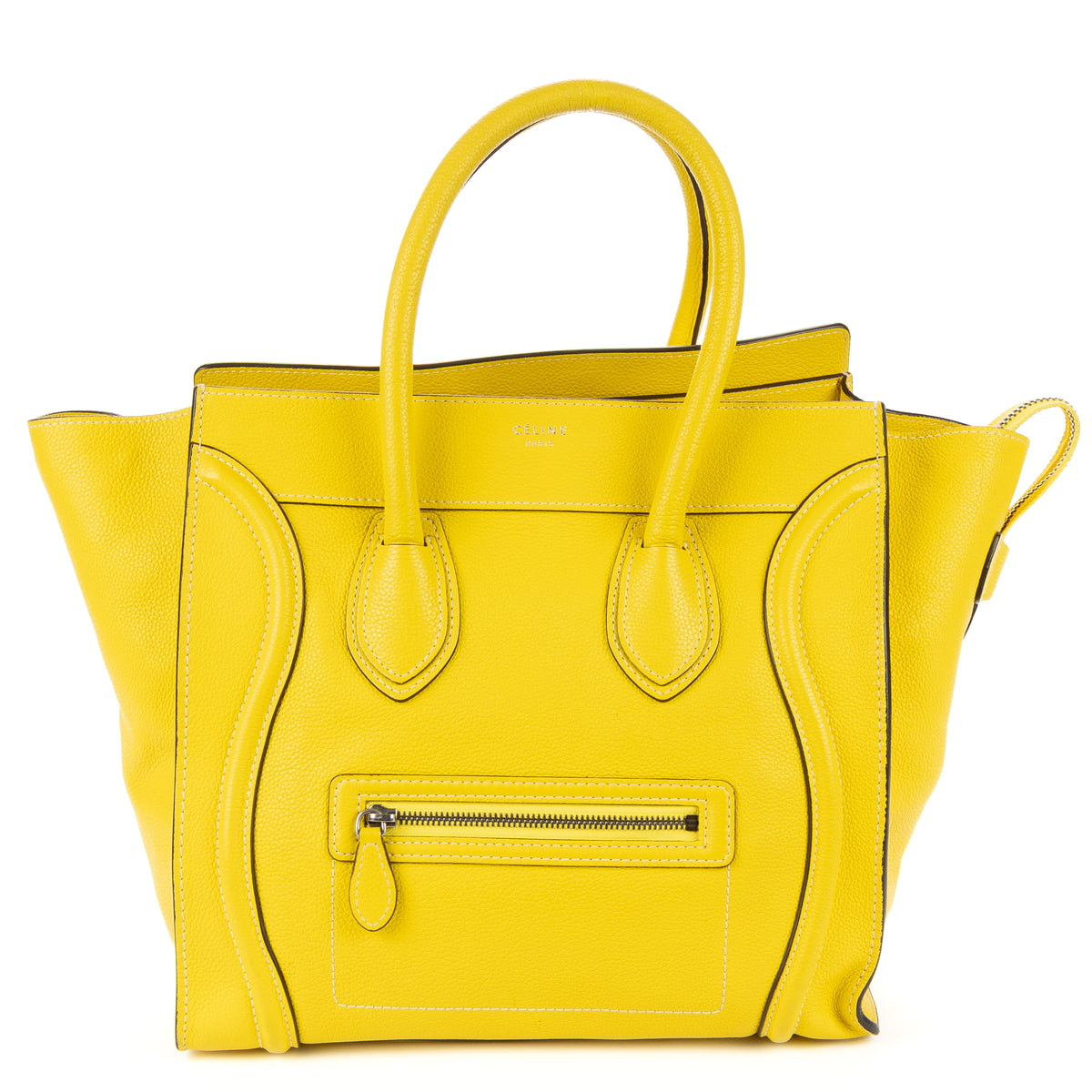 Shoulder Bag Mini Lugagge Bag Yellow Grained Calfskin Leather