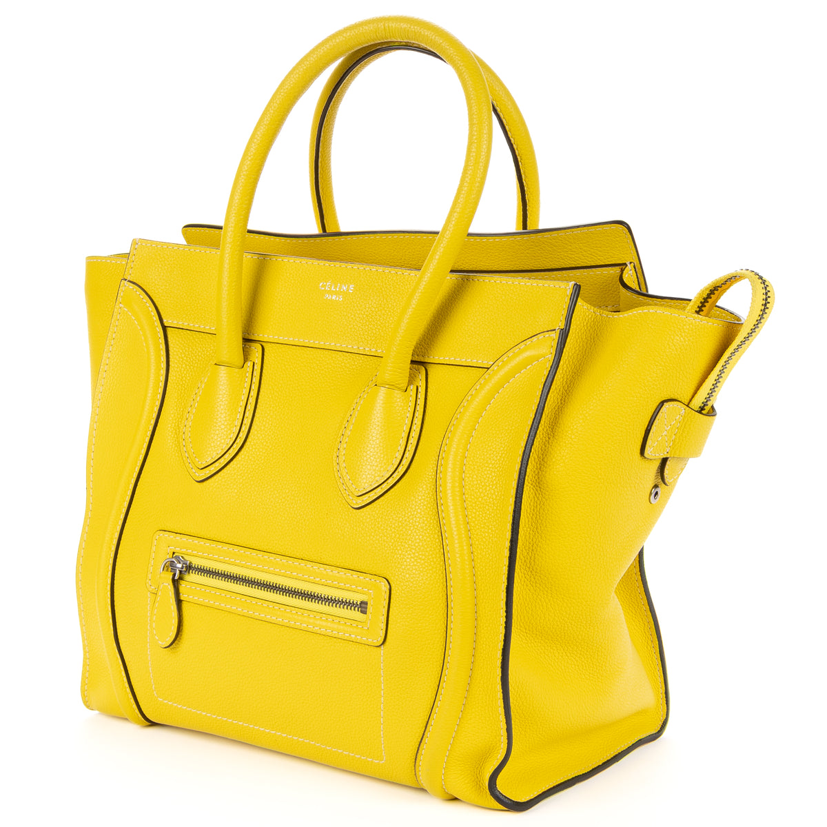 Shoulder Bag Mini Lugagge Bag Yellow Grained Calfskin Leather