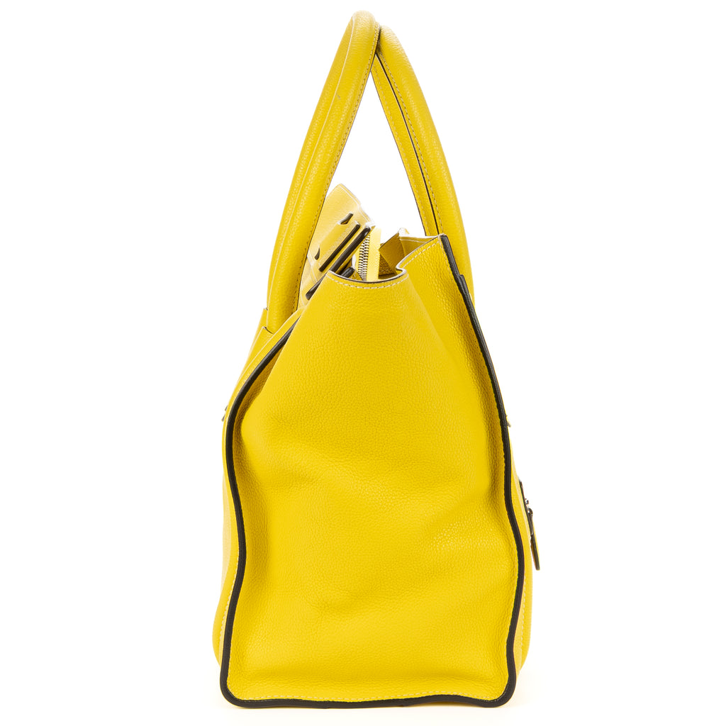 Shoulder Bag Mini Lugagge Bag Yellow Grained Calfskin Leather
