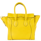 Shoulder Bag Mini Lugagge Bag Yellow Grained Calfskin Leather