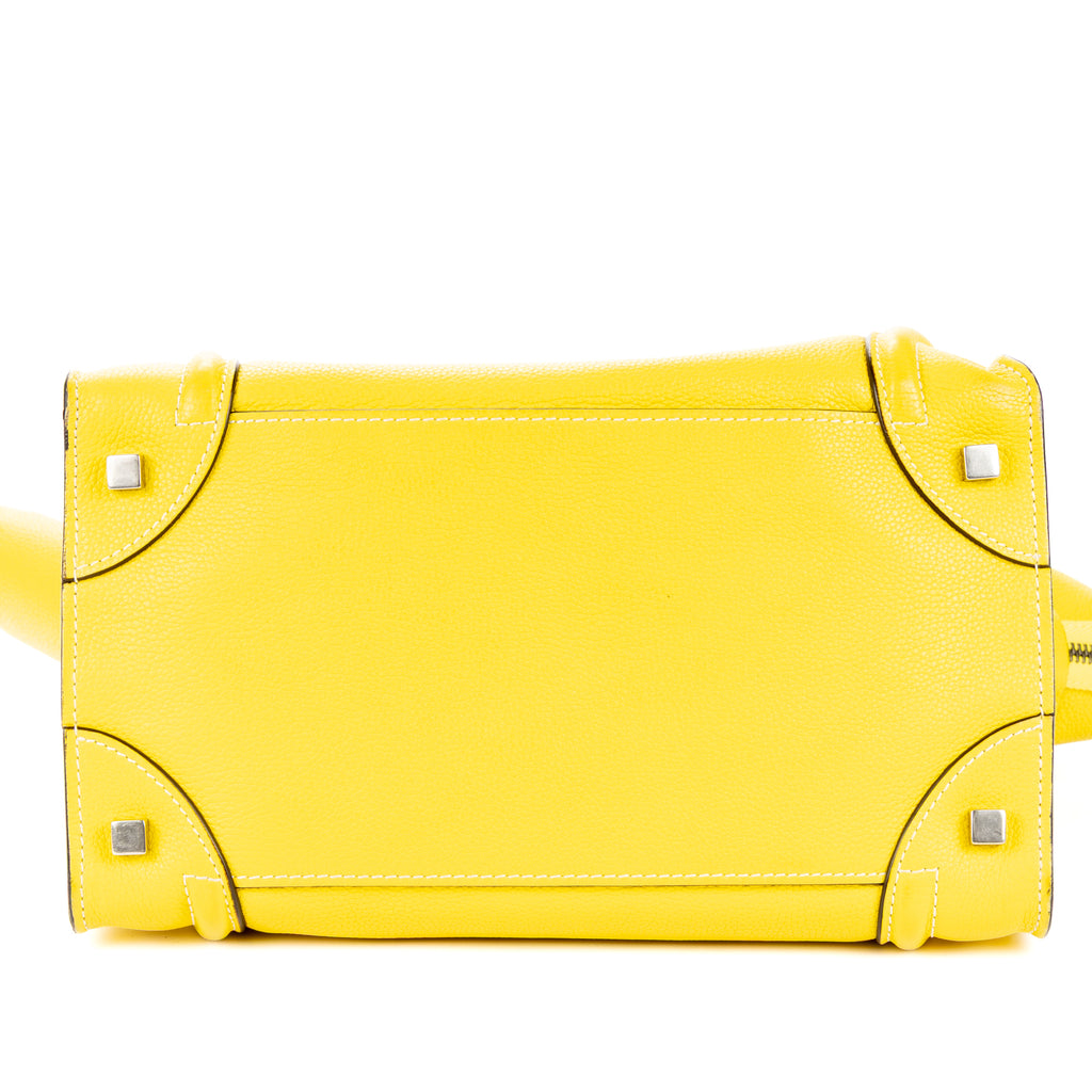 Shoulder Bag Mini Lugagge Bag Yellow Grained Calfskin Leather