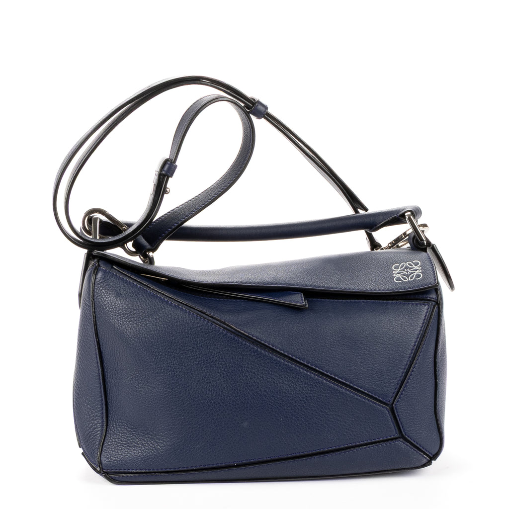 Shoulder Bag Small Puzzle Bag Small Navy Grained Calfskin Leather