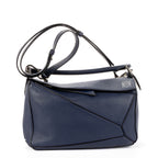 Shoulder Bag Small Puzzle Bag Small Navy Grained Calfskin Leather