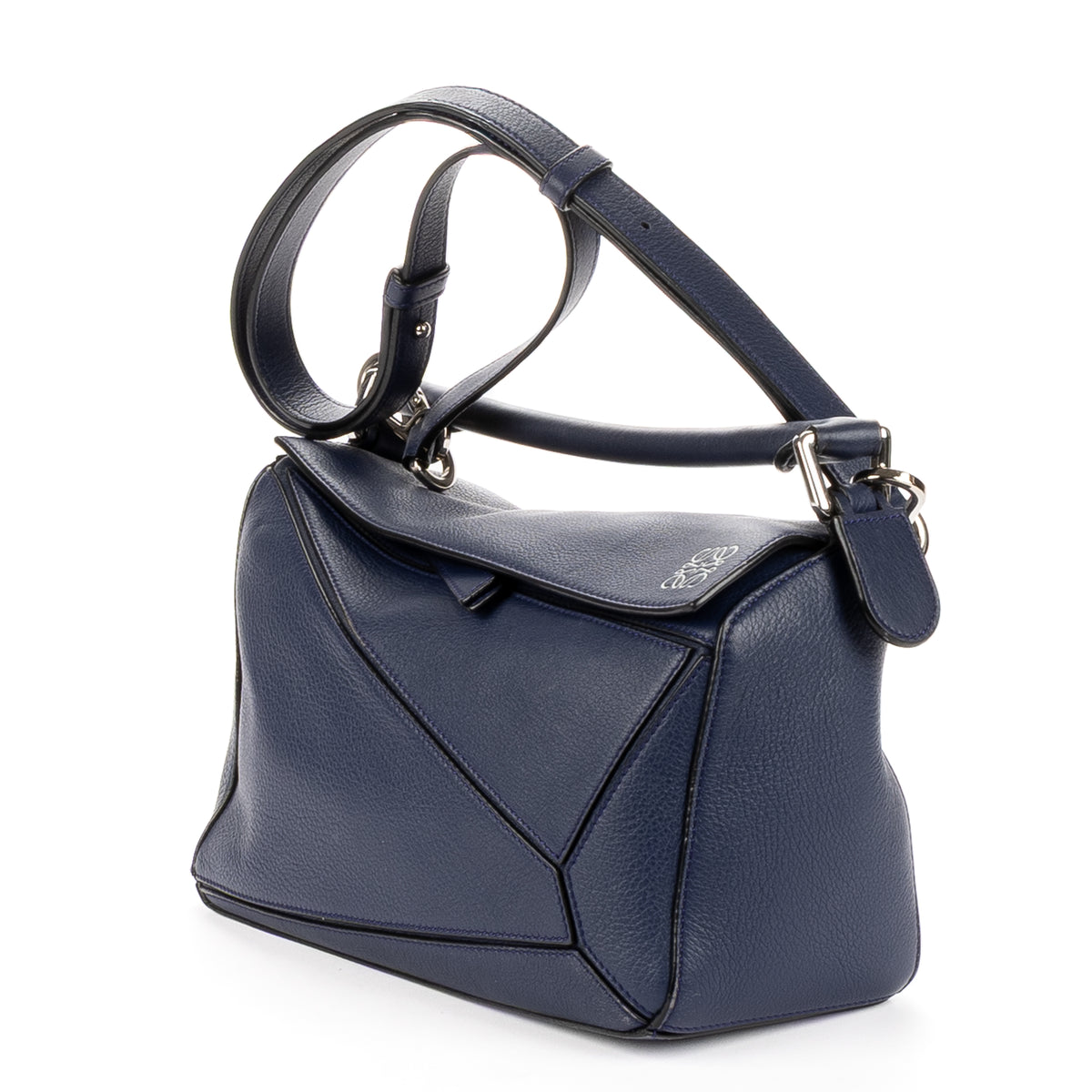 Shoulder Bag Small Puzzle Bag Small Navy Grained Calfskin Leather