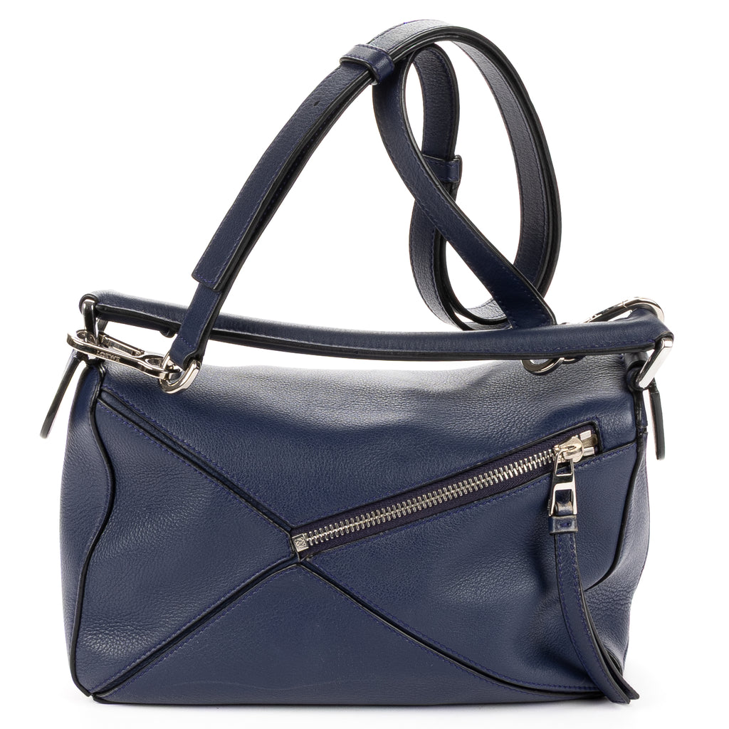 Shoulder Bag Small Puzzle Bag Small Navy Grained Calfskin Leather