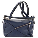 Shoulder Bag Small Puzzle Bag Small Navy Grained Calfskin Leather