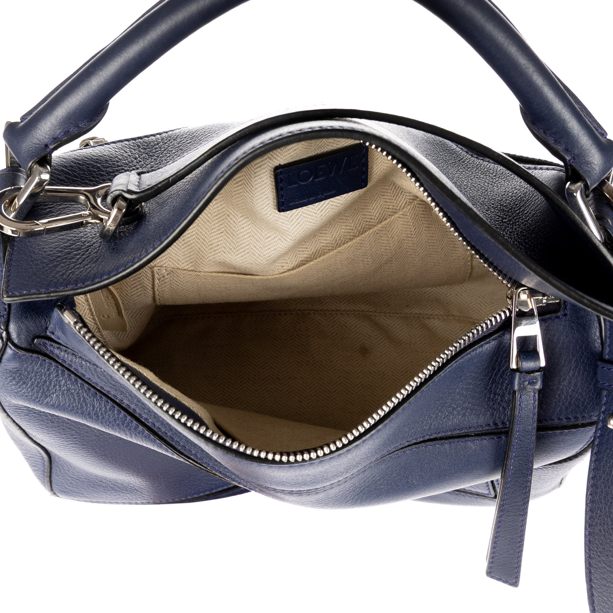 Shoulder Bag Small Puzzle Bag Small Navy Grained Calfskin Leather