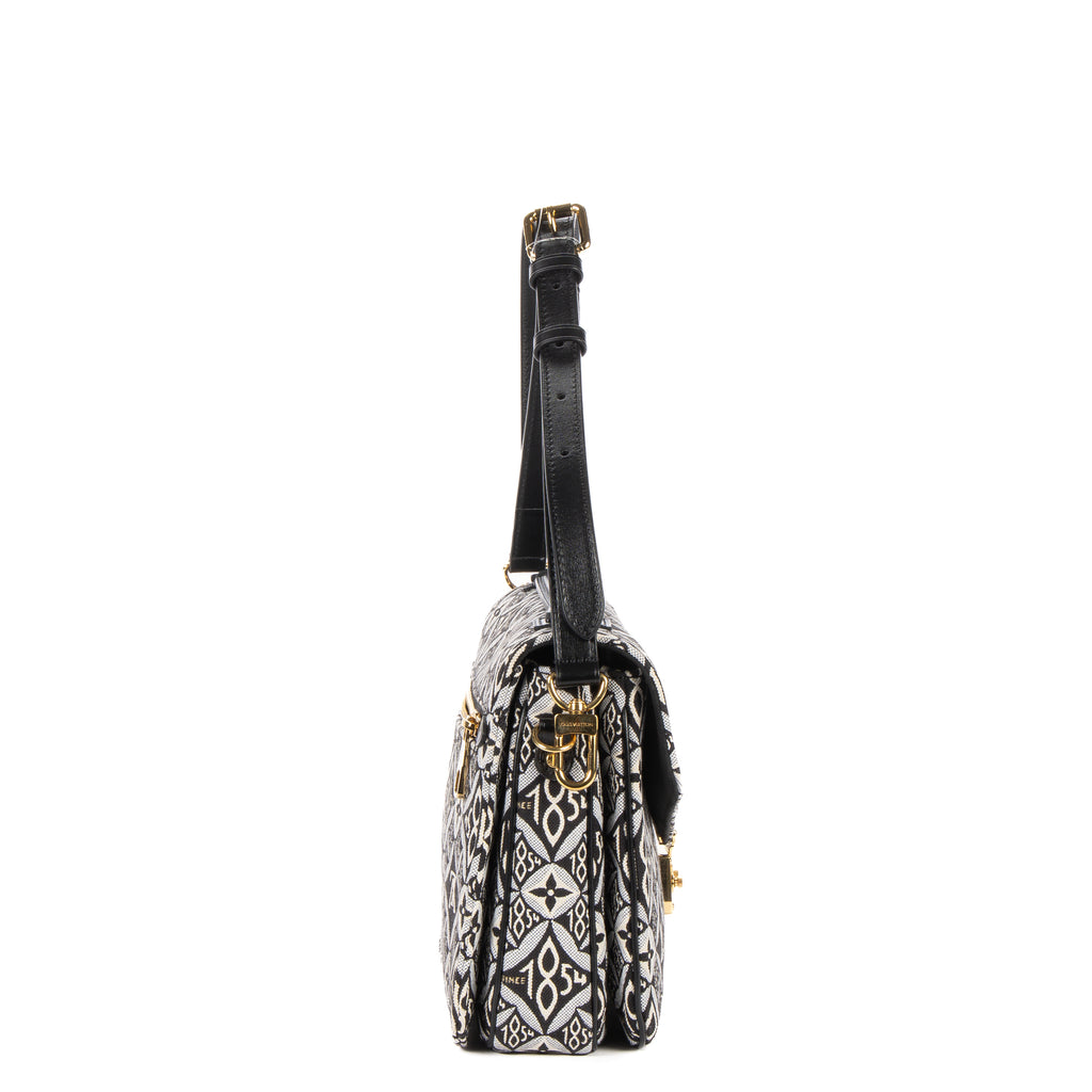 Shoulder Bag Ltd. Ed. 1854 Pochette Metis MM Black Jacquard Textile Canvas