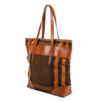 Handbag Tote Caramel Brown Canvas with leather trim