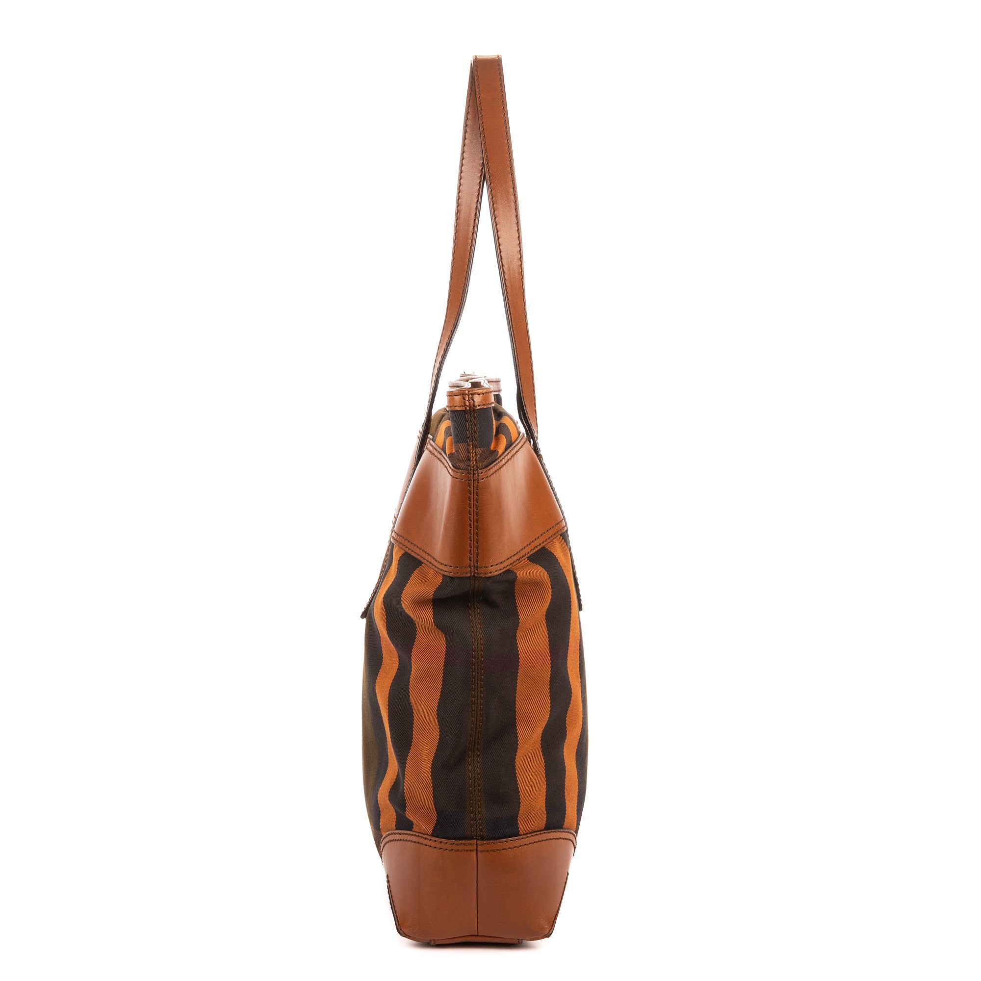 Handbag Tote Caramel Brown Canvas with leather trim