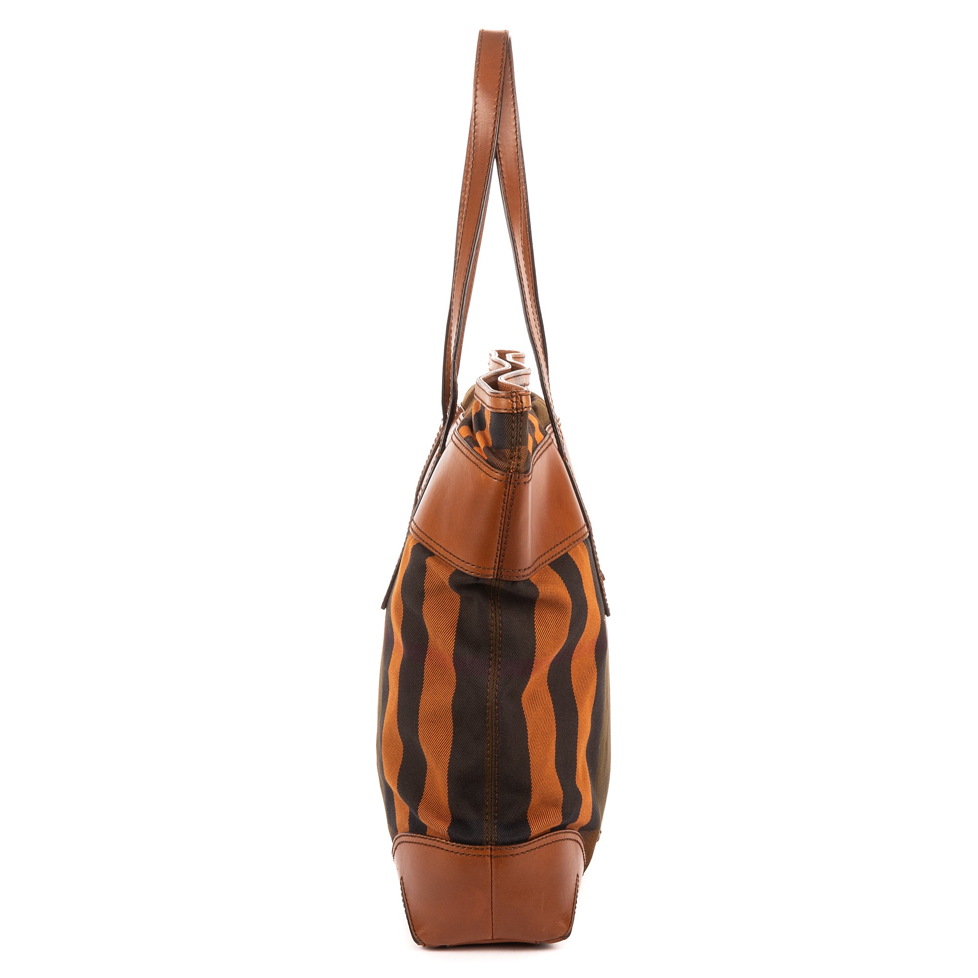 Handbag Tote Caramel Brown Canvas with leather trim