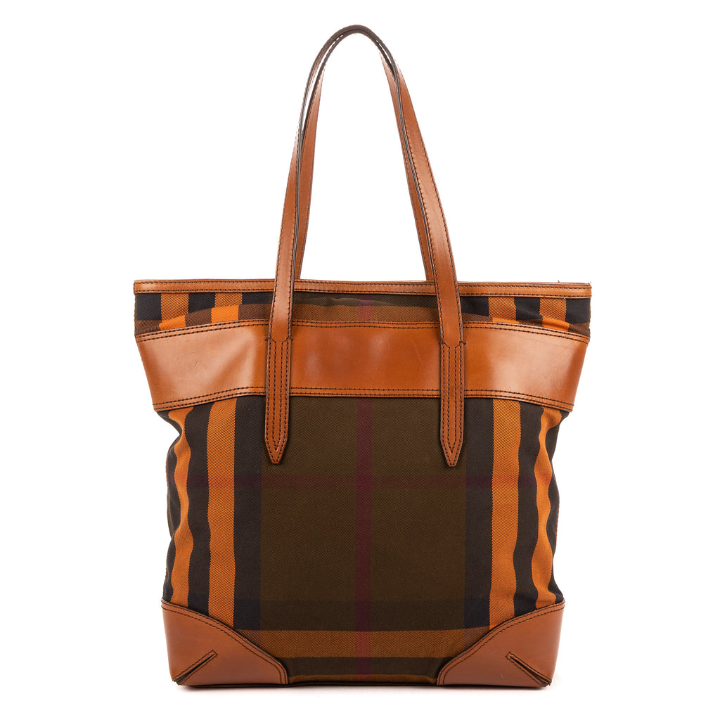 Handbag Tote Caramel Brown Canvas with leather trim