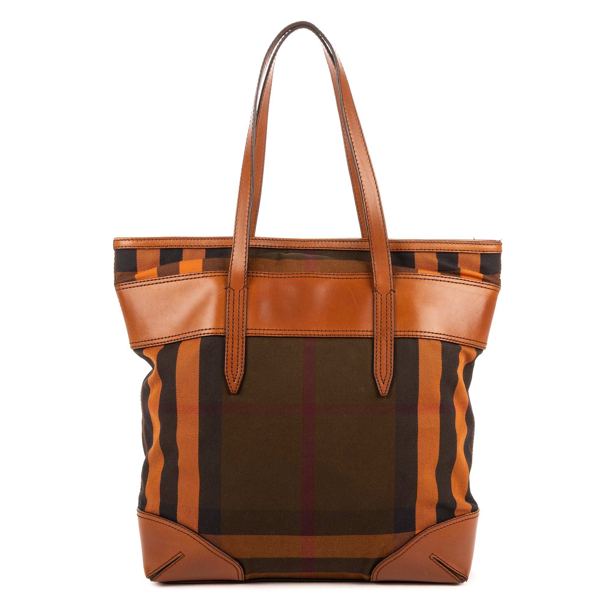 Handbag Tote Caramel Brown Canvas with leather trim