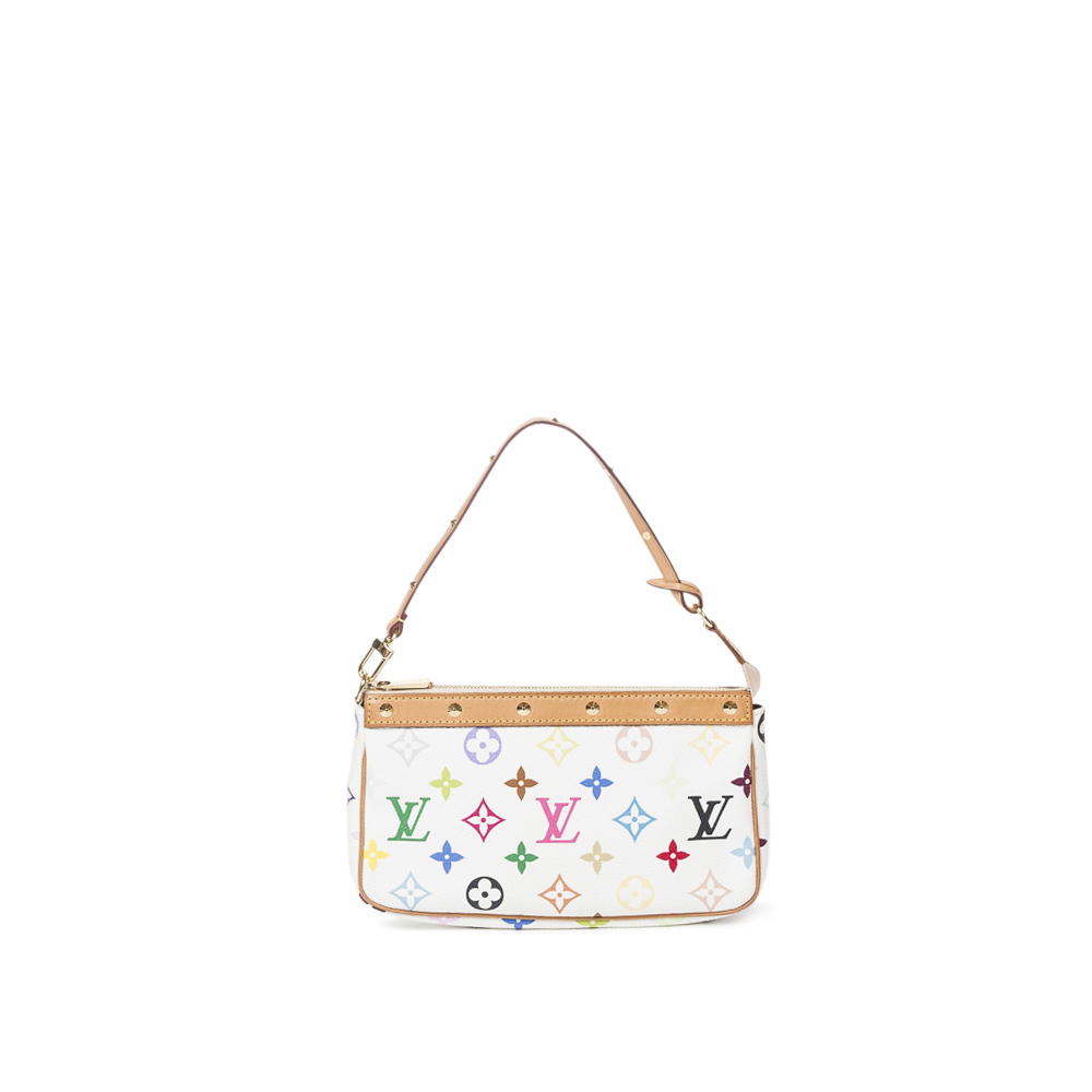 Louis Vuitton white Takashi Murakami multicolour monogram pochette