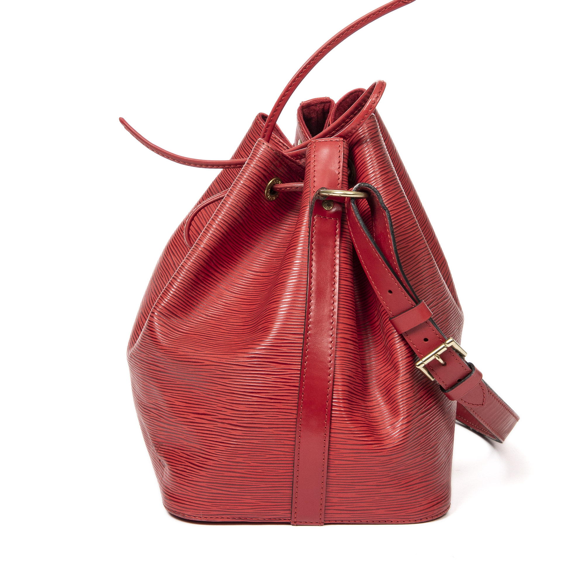 LOUIS VUITTON Red EPI Noe PM Bucket Bag