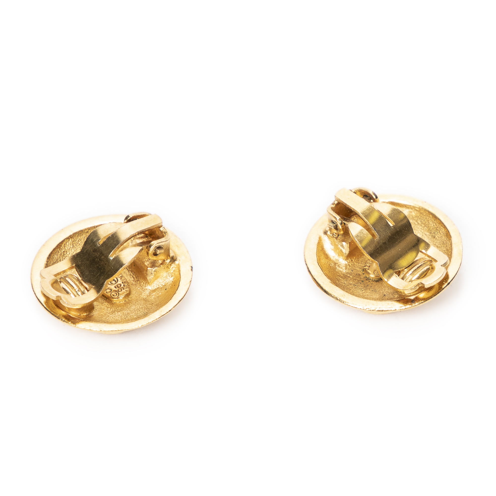 chanel clip earrings gold round