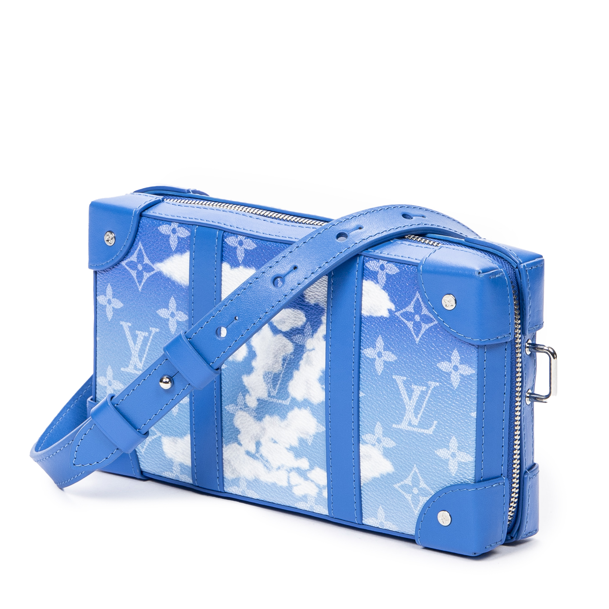 Virgil Abloh Blue Monogram Clouds Coated Canvas Soft Trunk Wallet Silver  Hardware, 2020