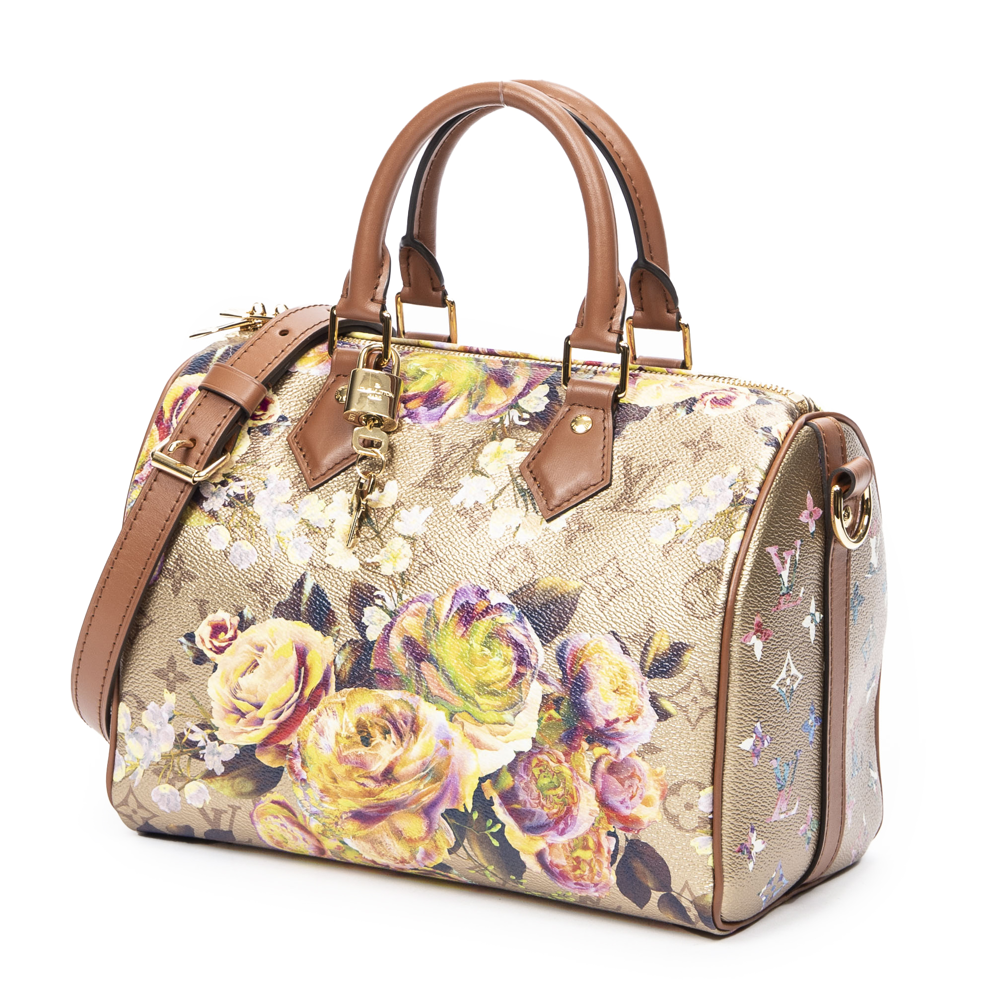 Louis Vuitton Rare Metallic Gold Floral Monogram Garden Speedy 25