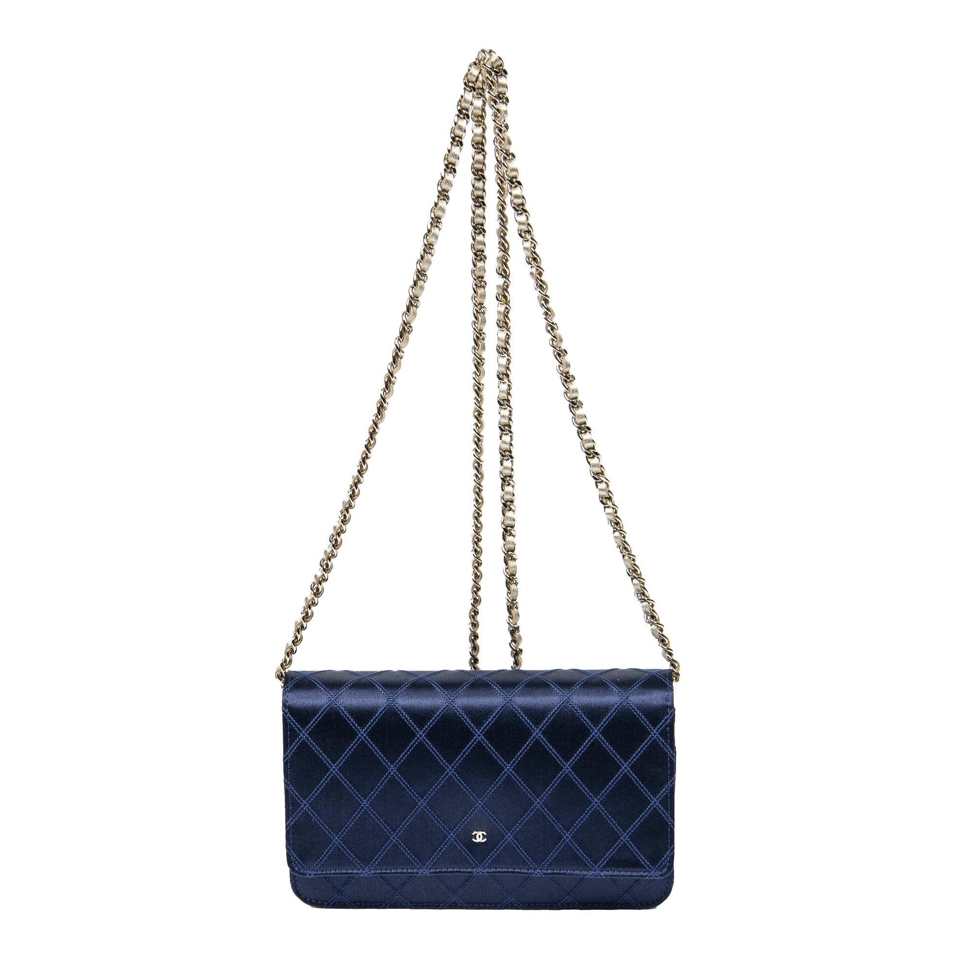 chanel wallet on a chain blue