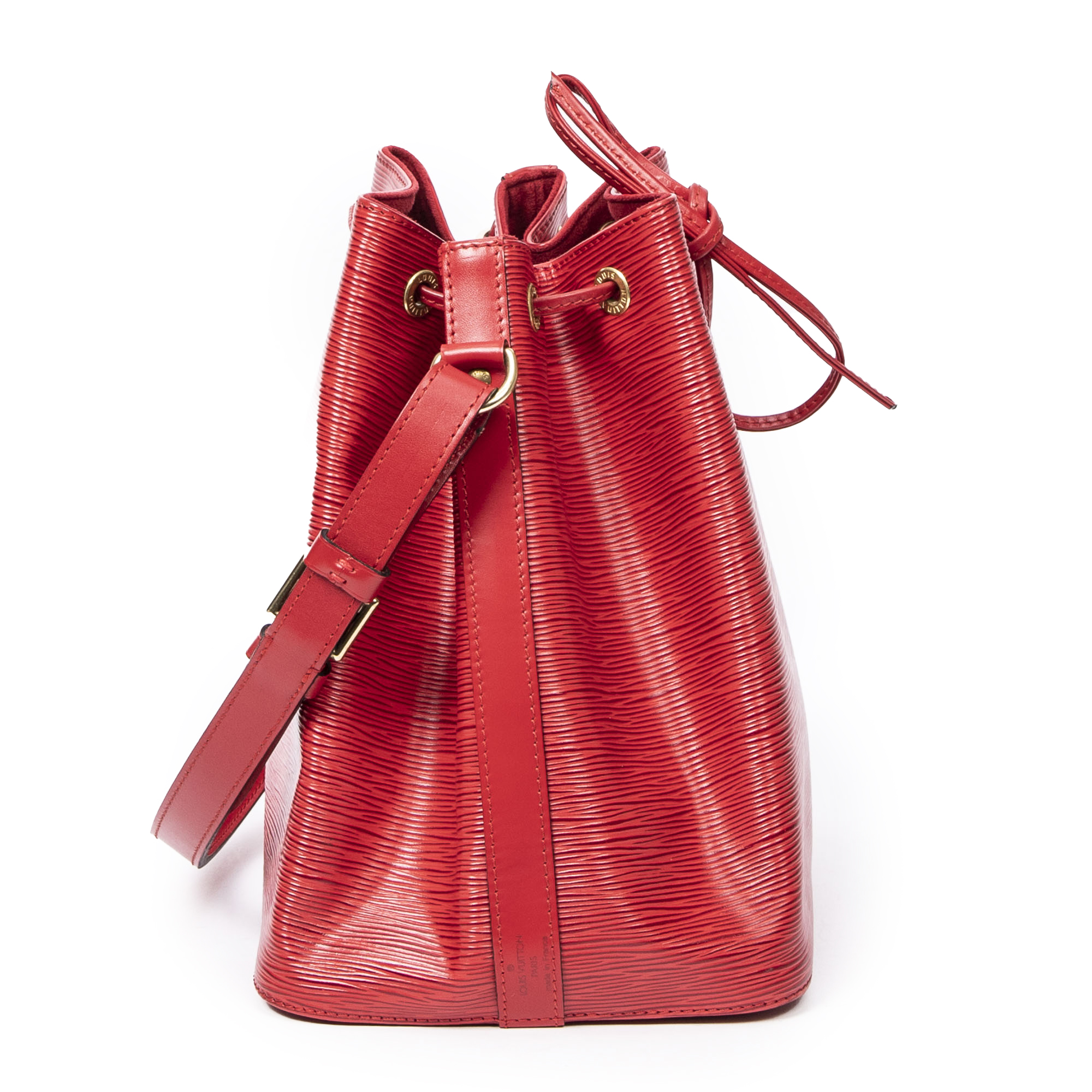 LOUIS VUITTON Red EPI Noe PM Bucket Bag