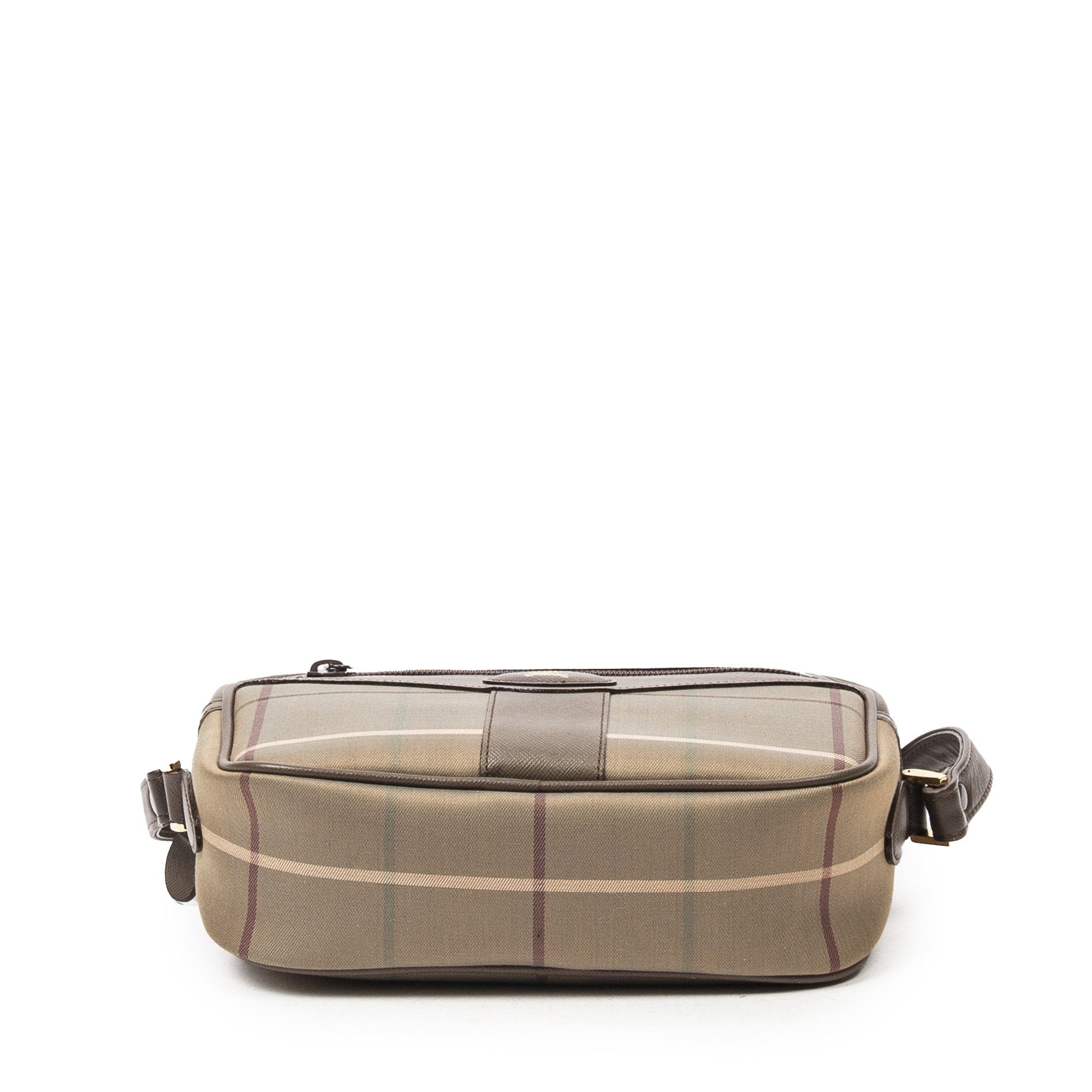 Burberry Burberrys Crossbody Camera Bag en Vert Khaki Toile Nova Check