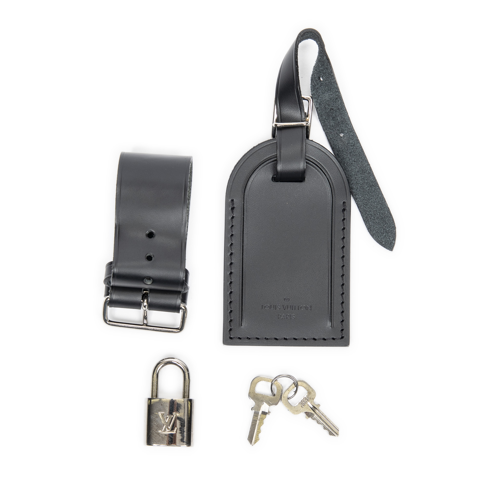 lv padlock on strap silver